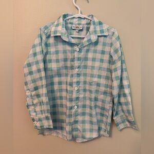 Busy Bees Smocks Green Checkered Button Down Shirt